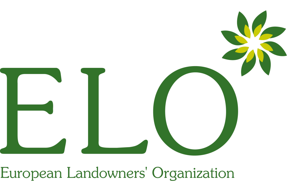 European Landowners' Organization logo in green letters with green leaf-like motif.