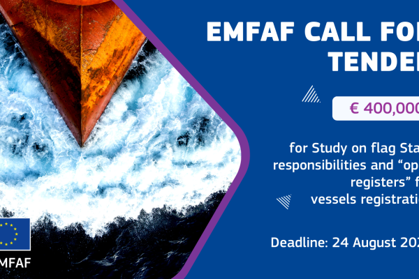  "EMFAF call" poster depicting bow of ship on frothy water.