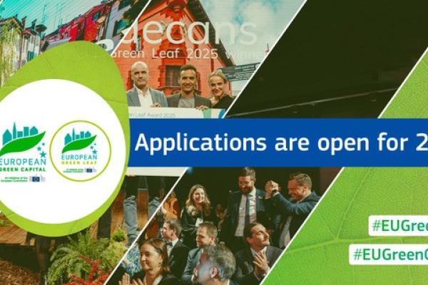 Text reads "Applications are now open for 2026" over an image of previous winners of the Green City awards