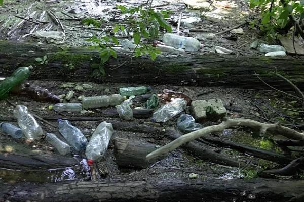 Plastic waste coming from the Tisza river